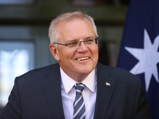 CANBERRA, AUSTRALIA - NewsWire Photos OCTOBER 07, 2021: Prime Minister Scott Morrison spoke to the media at a press conference at the Lodge in Canberra. Picture: Gary Ramage / NCA NewsWire