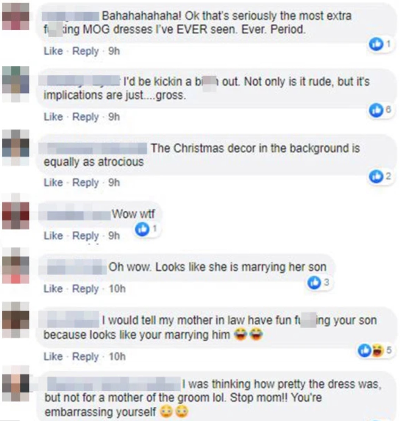The mother who wanted to sell the wedding dress received backlash online, calling her fashion choice ‘atrocious’. Picture: Facebook.