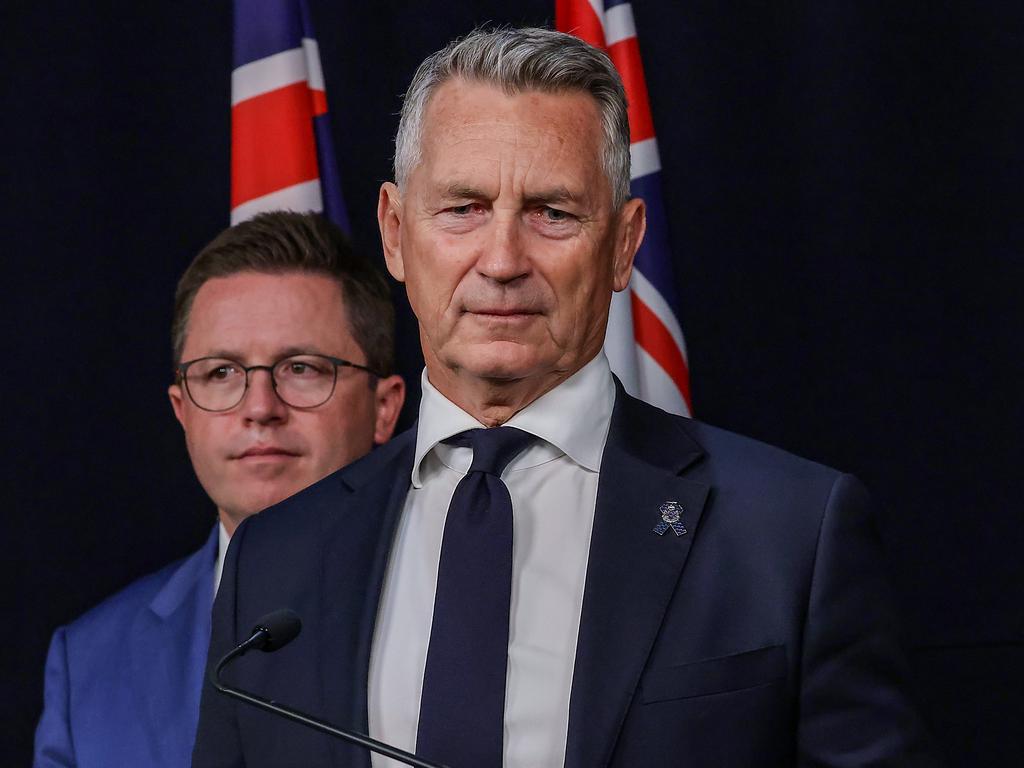 Victoria’s new top cop Mike Bush with Police Minister Anthony Carbines. Picture: Ian Currie