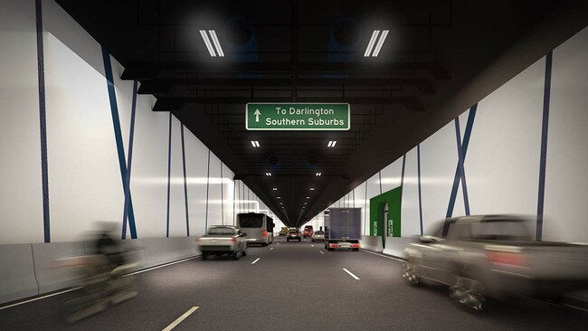 An artist impression of the latest version of the tunnels. The Torrens to Darlington section – which would include tunnels along South Rd – will now have three lanes each.