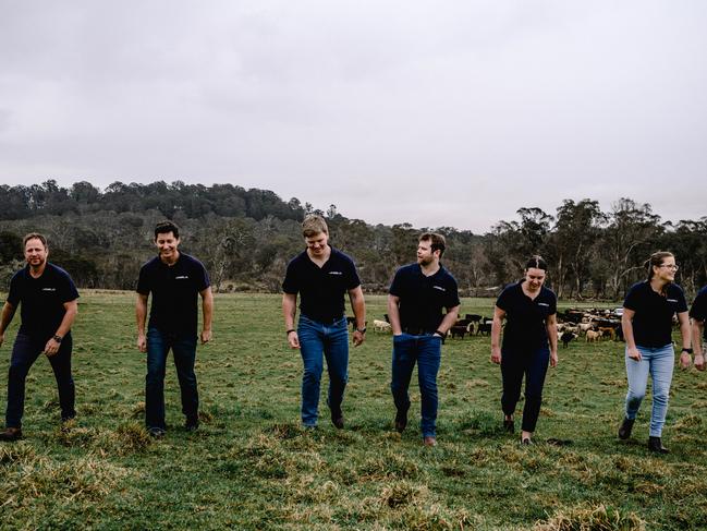 EMBARGO FOR INNOVATORS, 18 OCTOBER 2024.  The FarmLab team (from left) Florian Ruhnke, founder Sam Duncan, Sam Williamson, Ethan Pamplin, Sophie Kennedy-Gordon, Jade Binks and Tully McDonald.