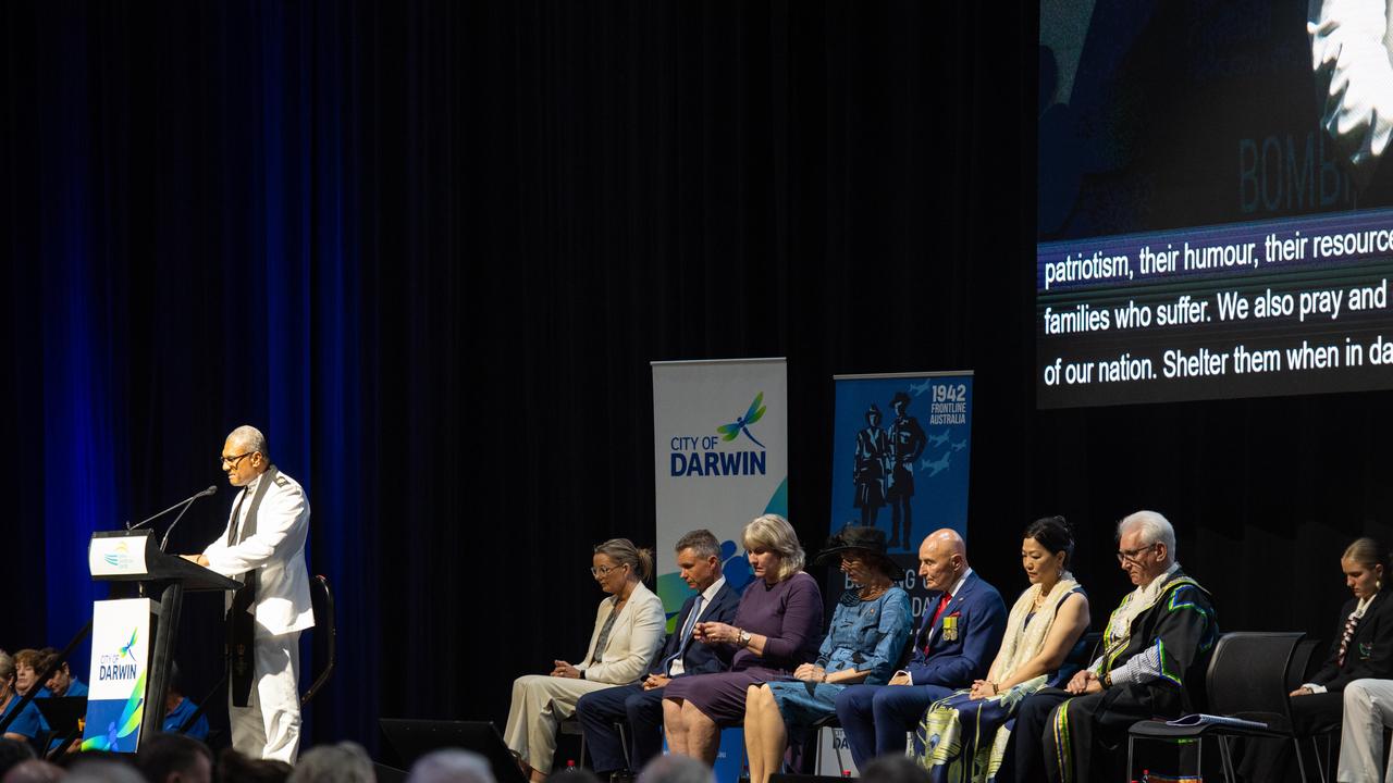 The Top End community gathered at the Darwin Convention Centre to commemorate the Bombing of Darwin. Picture: Pema Tamang Pakhrin