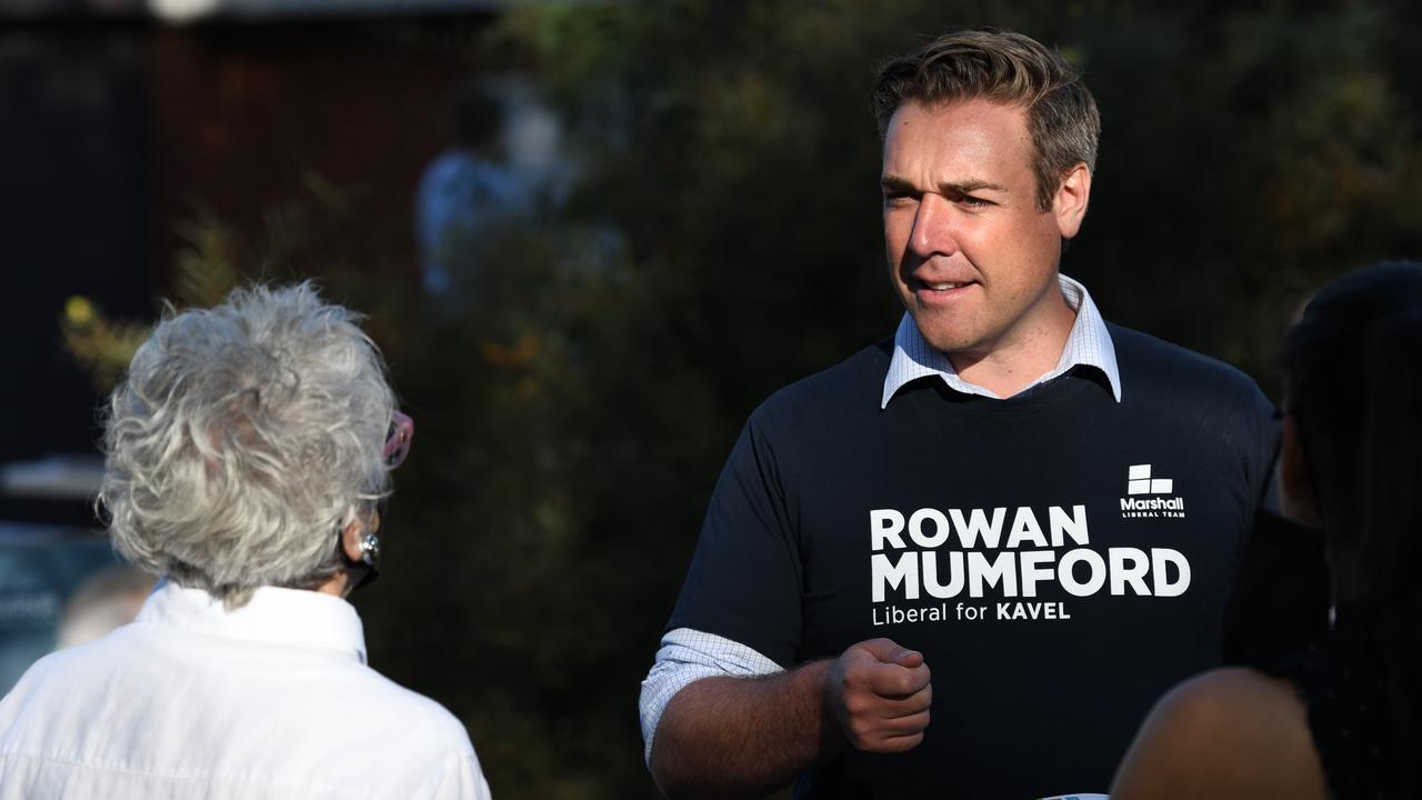 Rowam Mumford while campaigning for the the Hills seat of Kavel at the state election, which was overwhelmingly won by independent Dan Cregan. Picture: Naomi Jellicoe