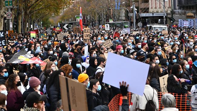 The crowd has swelled to thousands. Picture: Getty Images