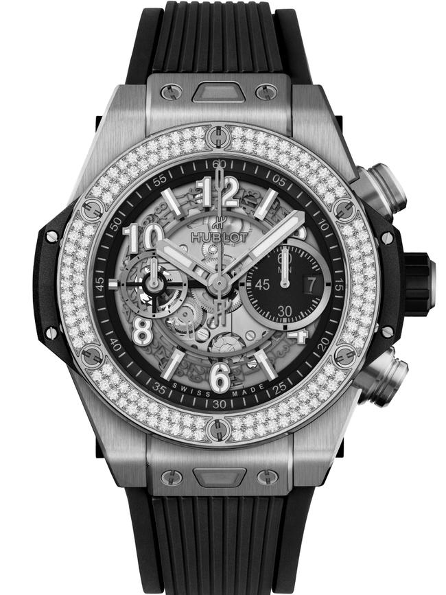 A Hublot Big Bang Unico Titanium Diamonds 44mm Black Skeleton Watch