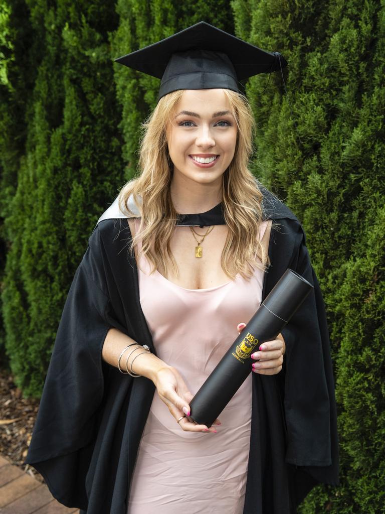 Bachelor of Business graduate Madeleine Scott at the UniSQ graduation ceremony at Empire Theatres, Tuesday, December 13, 2022. Picture: Kevin Farmer