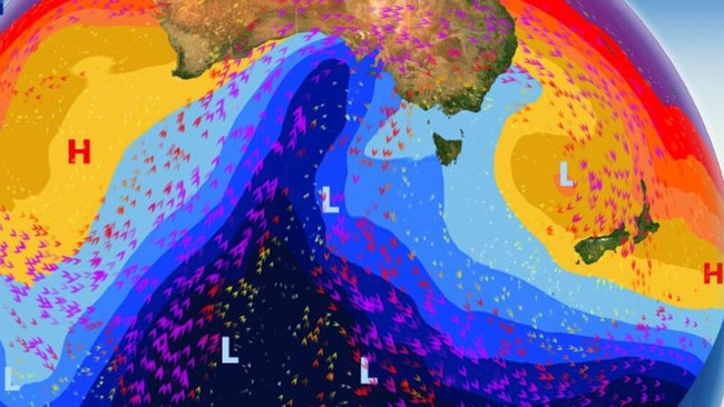 The major weather system will sweep across the south of the nation over the weekend. Picture Sky News Weather.jpg