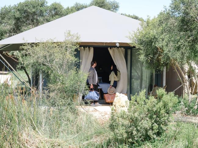 Glamping tent at at Peninsula Hot Springs Resort, Victoria.