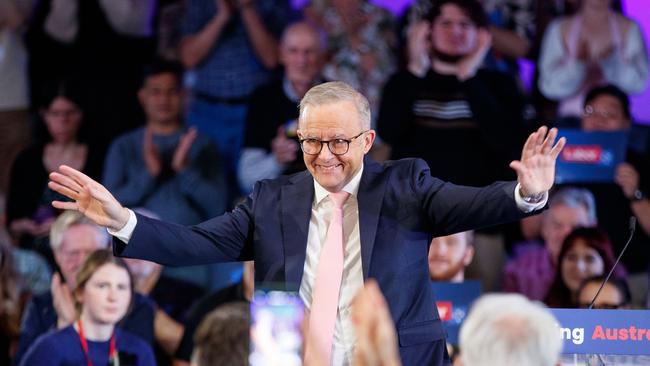 Anthony Albanese at a campaign rally with South Australian Premier Peter Malinauskas in Adelaide. Picture: Matt Turner