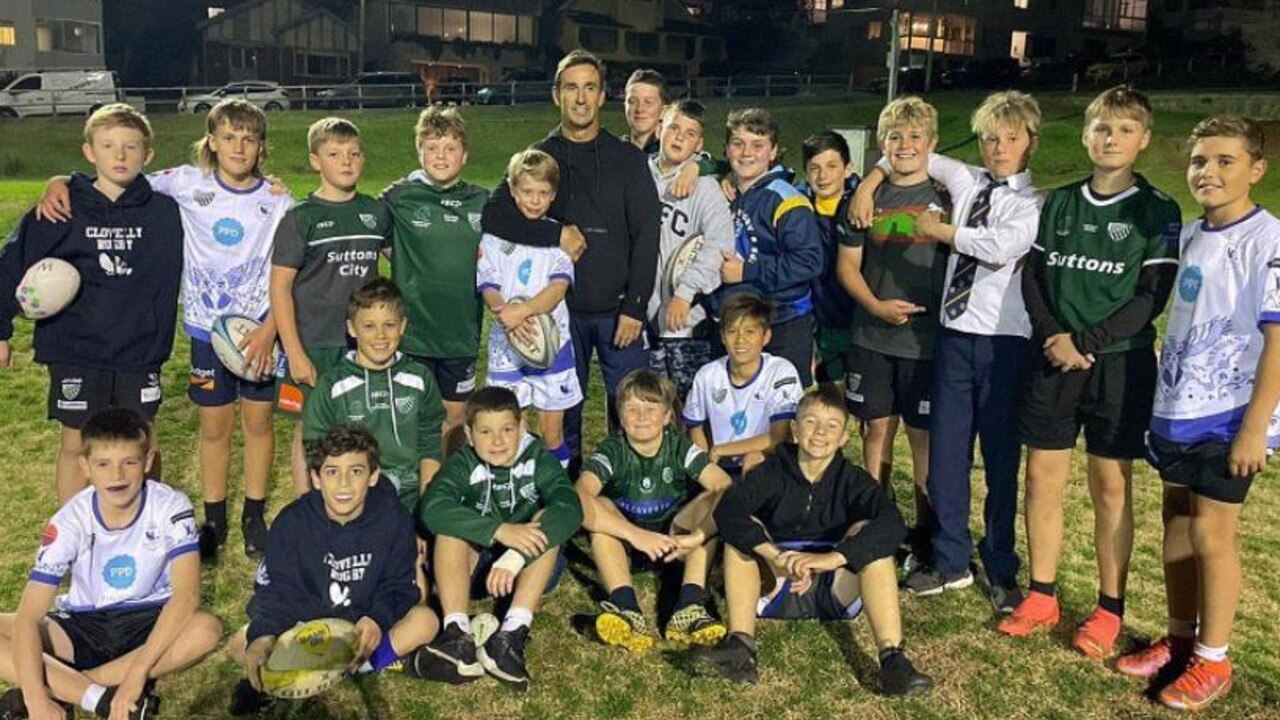 Andrew Johns with the Clovelly Eagles under-12s rugby team. Picture: Instagram