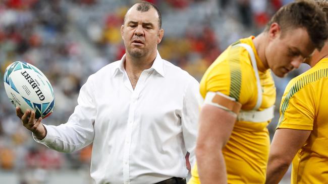 Michael Cheika was not happy with the standard of umpiring against Wales. Picture: AFP Photo