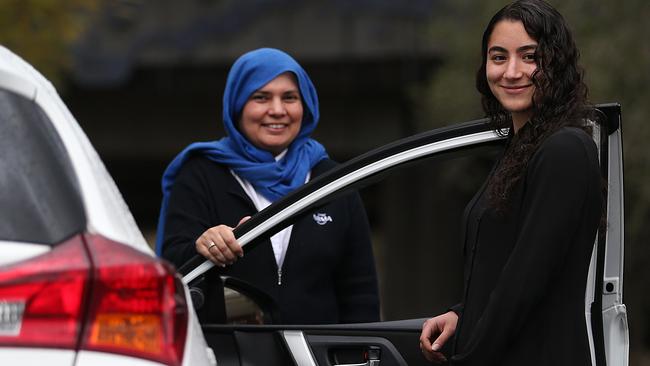 Driver trainer Noor Sheerazi (left) with former student Jasmine Sakoua who got her P plate last month.