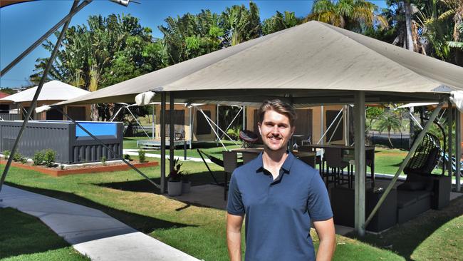 The glamping tent area at Poinciana Tourist Park.