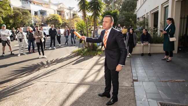 .Cooley at an auction in Alexandria last August: He decided he wanted to be an auctioneer after watching the sale of his nan’s house in 1999: “The reserve had been $750k and it sold for $815k – you couldn’t wipe the smile off Dad’s face!” Picture by Julian Andrews.