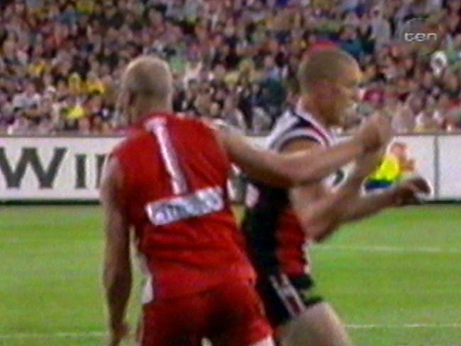 Footballer Barry Hall before punching Matt Maguire.