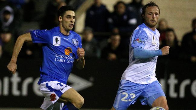 Stefan Zinni and Rhyan Grant when Avondale faced Sydney FC in 2018.