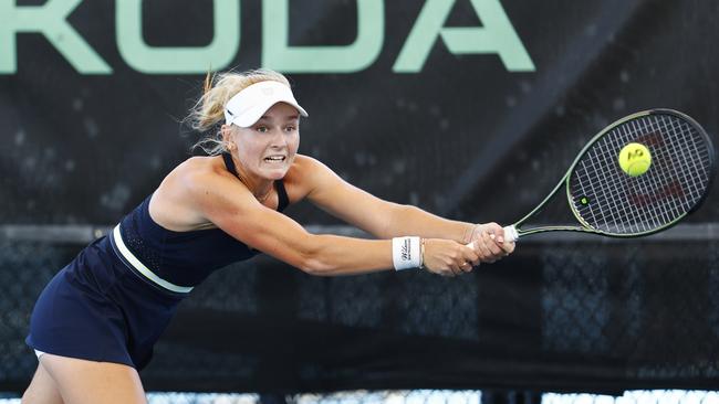 Taylah Preston competes in the Women's final match of the ITF Cairns International #2 tennis tournament, held at the Cairns International Tennis Centre. Picture: Brendan Radke