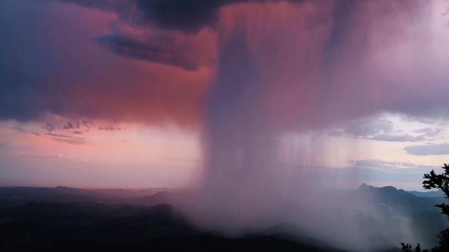 Rain dumps on the hinterland — taken from the ‘Best of All Lookout’. Photo: Samantha Schull.