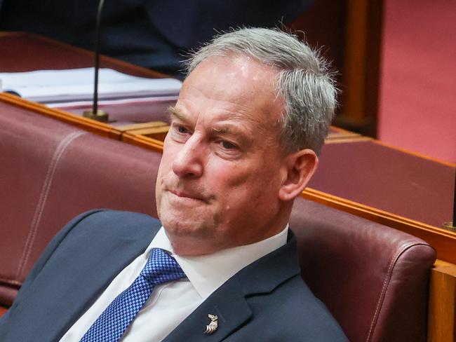 CANBERRA, AUSTRALIA - SEPTEMBER 3: Senator Richard Colbeck, Minister for Aged Care and Senior Australians, sits in the Australian Senate at Parliament House on September 3, 2020 in Canberra, Australia. The federal aged care royal commission has criticised the Morrison government for failing to establish independent monitoring and reporting of aged care quality outcomes during the coronavirus pandemic.  (Photo by David Gray/Getty Images)