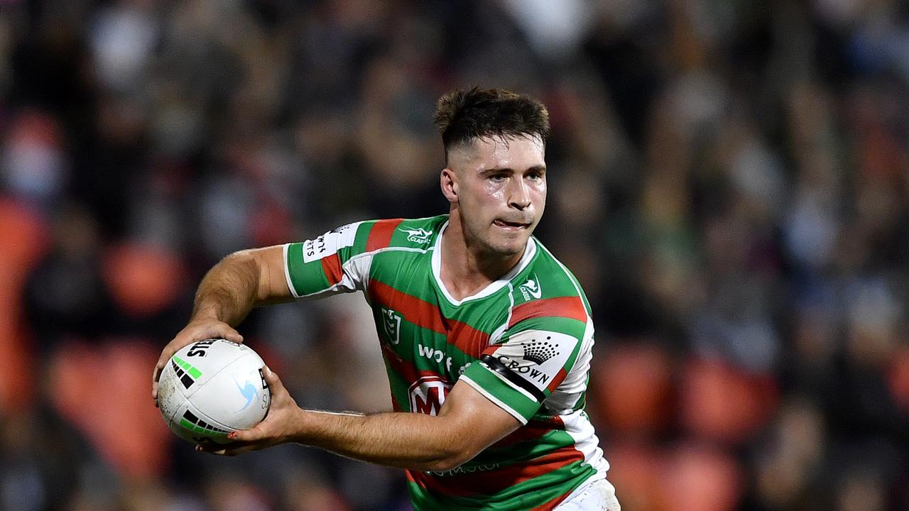 Rabbitohs young halfback Lachlan Ilias was hooked in the first half of their no-show against the Dragons. Picture: NRL Photos