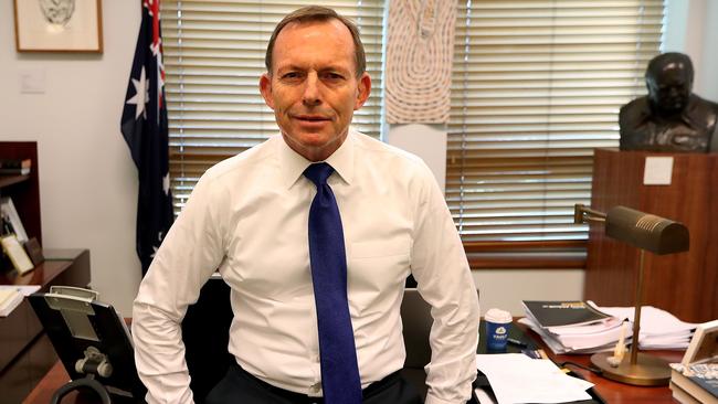 Tony Abbott in his office at Parliament House in Canberra. Picture: Kym Smith