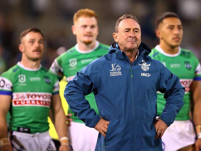 Raiders coach Ricky Stuart issued a warning to his Raiders in the wake of their Magic Round win. Picture: Mark Nolan/Getty Images