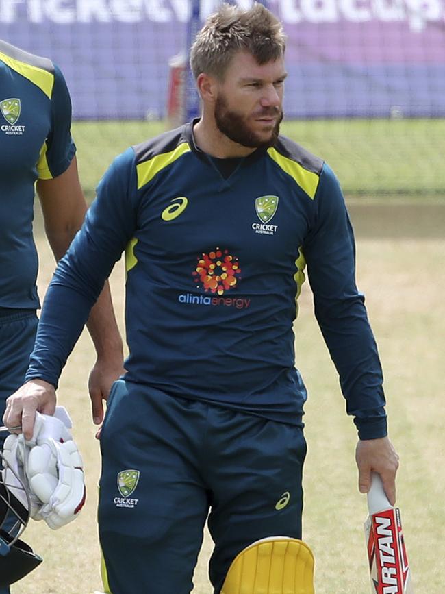 Warner leaves the nets. Picture: AP