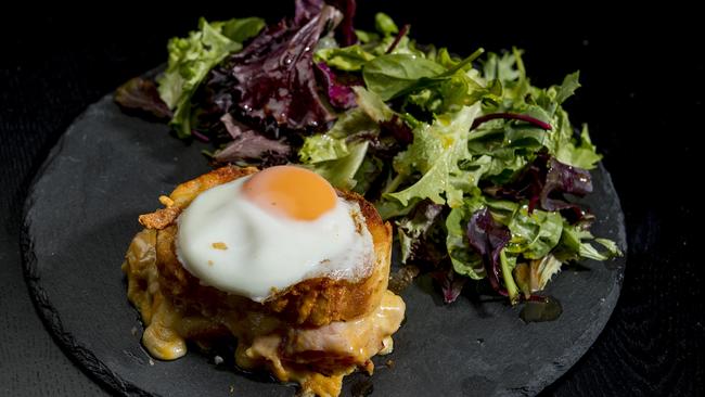 Le Croque Madames — a cheesy baked sandwich served with a fried egg. Picture: Jerad Williams