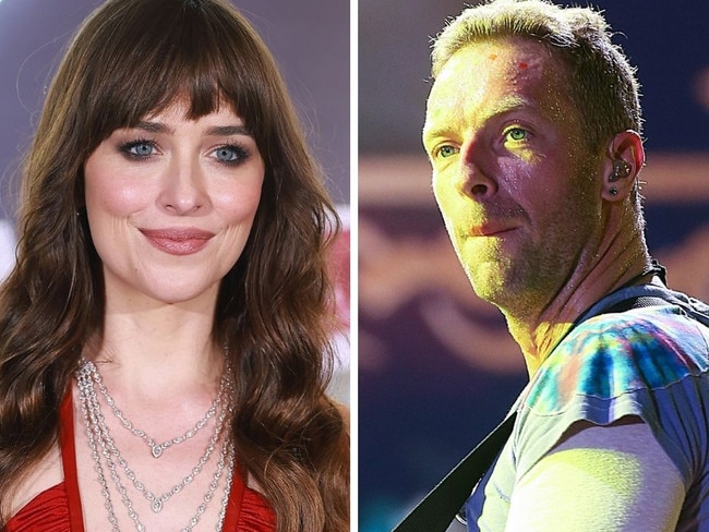 Dakota Johnson and Chris Martin. Picture: