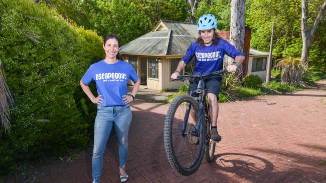 Ian and Deborah Fehler from Escapegoat have launched a new bike hub in the old Belair Golf Club pro shop. Picture: Brenton Edwards