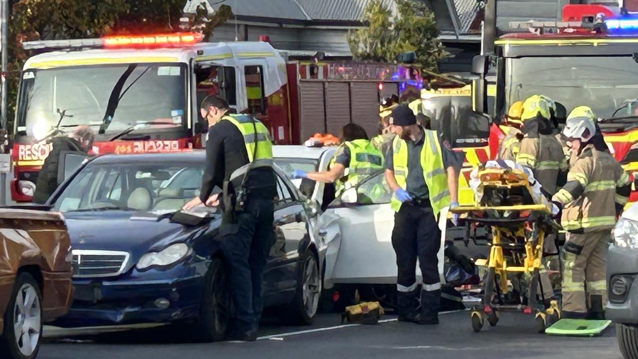 Three in hospital after Newtown crash