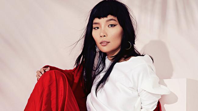 Dami Im is every bit the superstar in sizzling red. Picture: Tāne Coffin