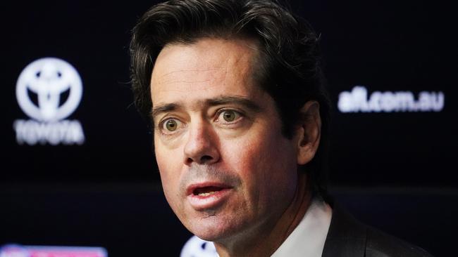 The announcement came almost five hours after it was due, but AFL CEO Gillon McLachlan made the right call on the 2020 season, Mark Robinson believes. Picture: AAP