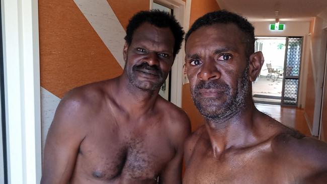 Torres Strait man Abisolmon Bob, 47, and his nephew Lui Tommy Billy, 37, were rescued by an oil tanker after their banana boat sunk while fishing. PICTURE: SUPPLIED