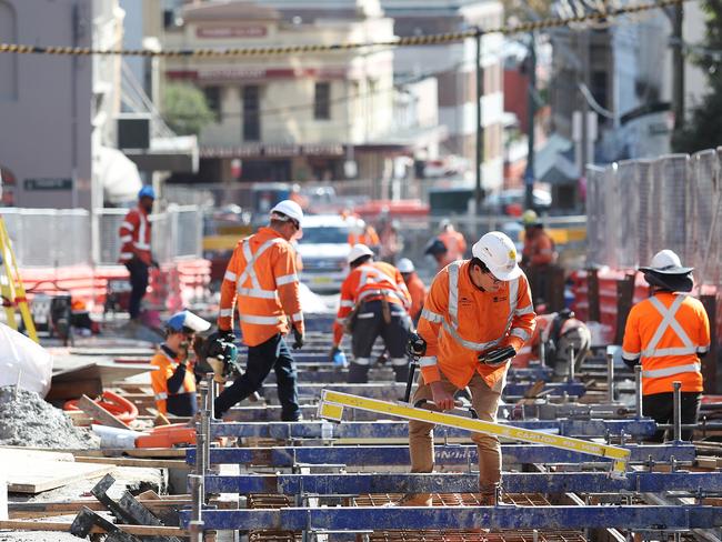 The light rail project is back underway — but at a slow pace. Picture: Brett Costello