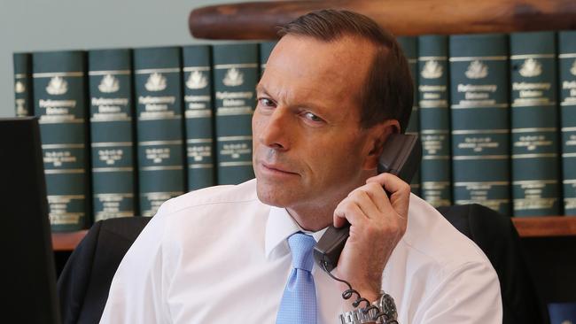 Tony Abbott has been calling local constituents as part of his re-election campaign. Picture: Gary Ramage