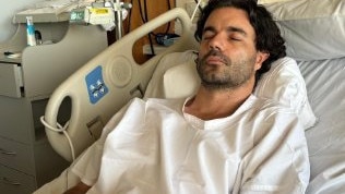 Australian man Joe was allegedly stabbed in Bali. He can be seen recovering in a Perth hospital.