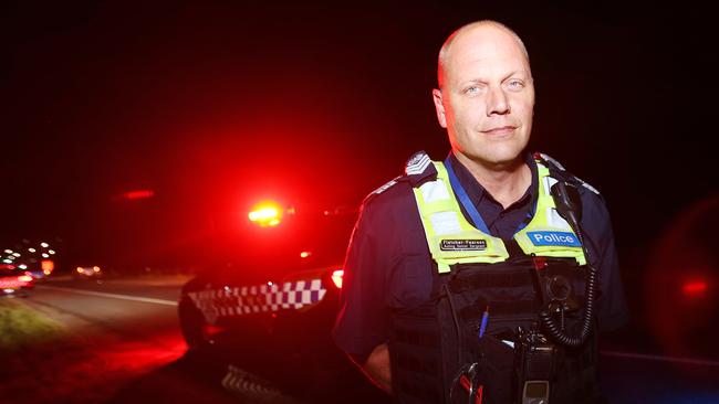 Greater Geelong Highway Patrol Senior Sergeant Fletcher Pearson. Picture: Alan Barber