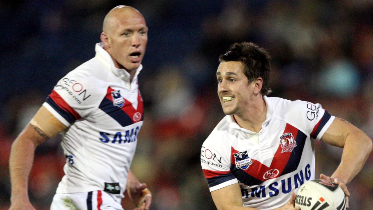 Craig Fitzgibbon and Mitchell Pearce playing together for the Roosters