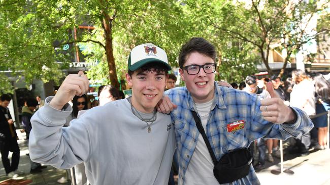 Twins Cooper and Baillie Findlay, 18, were first in the line. Picture: Keryn Stevens