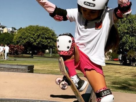 Lulu Russell, 6, is an emerging skater. Picture: Instagram