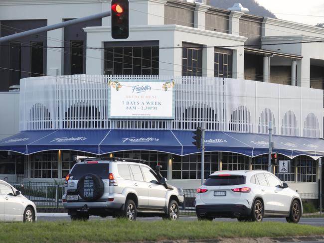 The renovated Brothers Leagues Club at Manunda has erected a large LED screen advertising sign above the new Fratelli's Restaurant, on the corner of English and Anderson Streets, Manunda. Now the Queensland Department of Transport and Main Roads has taken issue with the light intensity of the LED panel and its positioning, facing towards the traffic lights heading west on Anderson Street. Picture: Brendan Radke