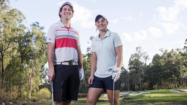 Ash Barty and fiance Garry Kissick are regulars at Brookwater golf course in Queensland.