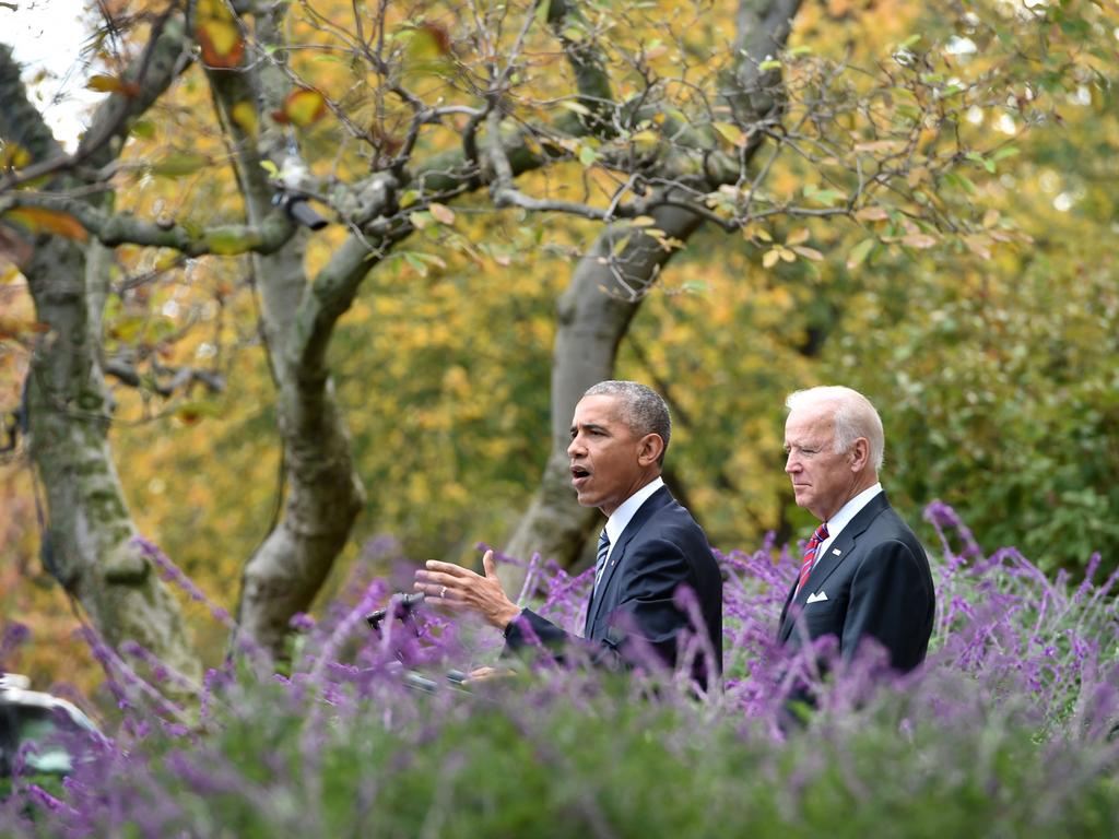 It has been suggested Obama (left, pictured with Biden in 2016) was behind actor George Clooney’s New York Times article urging the current president to drop his re-election bid. Photo: Nicholas Kamm / AFP