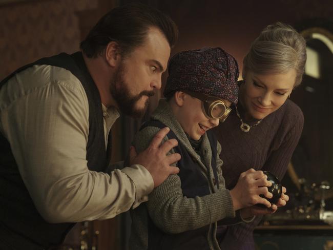 Black’s warlock and Cate Blanchett’s good witch next door help young Lewis find his own magic in The House With a Clock in its Walls. Picture: Quantrell D. Colbert/Universal Pictures