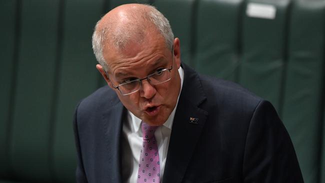 Scott Morrison during Question Time in the House of Representatives in Canberra on Monday. Picture: Getty Images