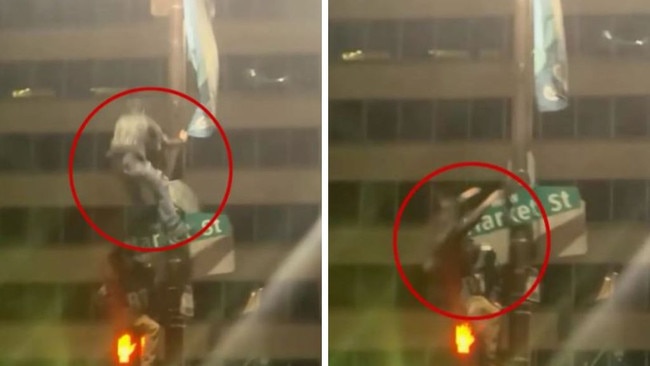 A Philadelphia Eagles fan slips and falls on Market St. Pictures: Instagram