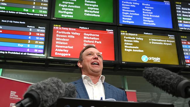 Then Queensland Premier Steven Miles at Central station in August.