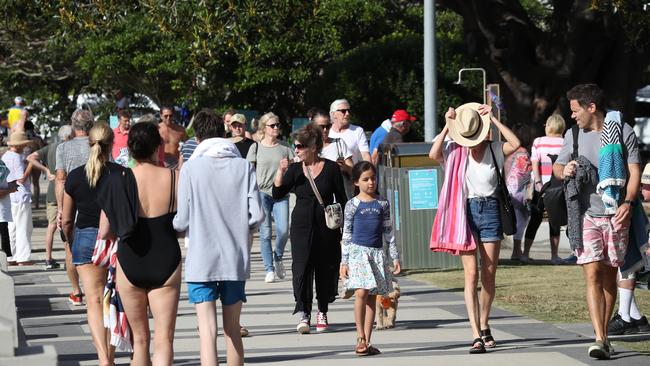 A beautiful sunny day this morning at Balmoral Beach in Mosman, an inner-harbour beach which has remained open. Picture: David Swift