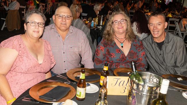 Sonya Oliver Scoble, Barry Scoble, Barb Hill and Anthony Gomm at Dinner on the Runway for Mackay Hospital Foundation, Mackay Airport Friday 8 September 2023 Picture: Michaela Harlow